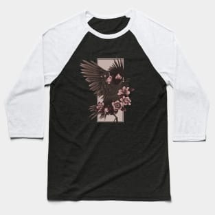 Crow and Flowers Baseball T-Shirt